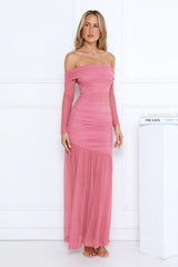 Pretty Allure Off Shoulder Maxi Dress Rose
