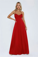 Luxe Horizon Satin Maxi Dress Red